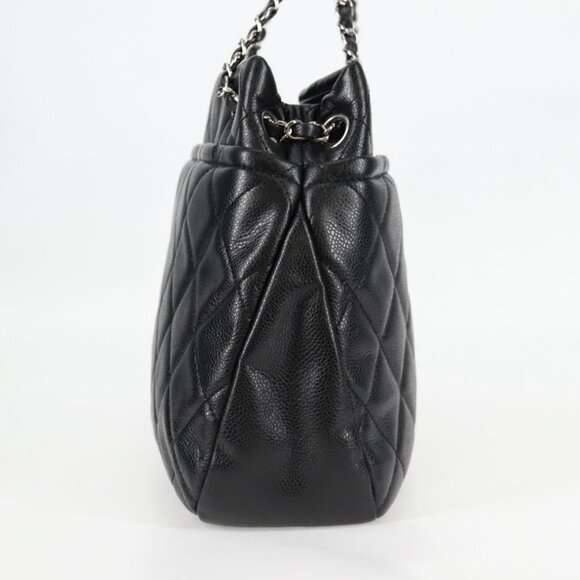 CHANEL Matelasse COCO Mark Chain Bag Grained Calf Skin Black Silver CC Auth - Picture 11 of 15